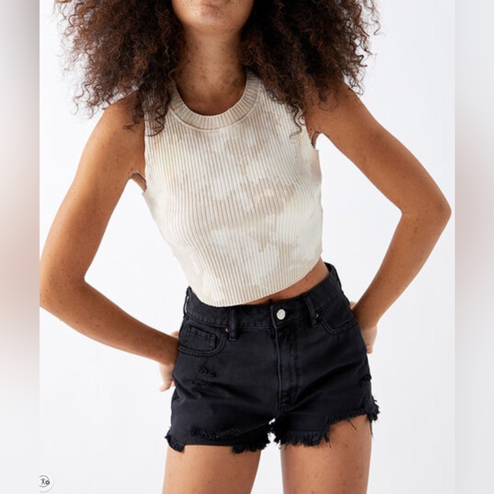 PacSun Bullhead Denim Co High Rise Charcoal Distressed Jean Shorts